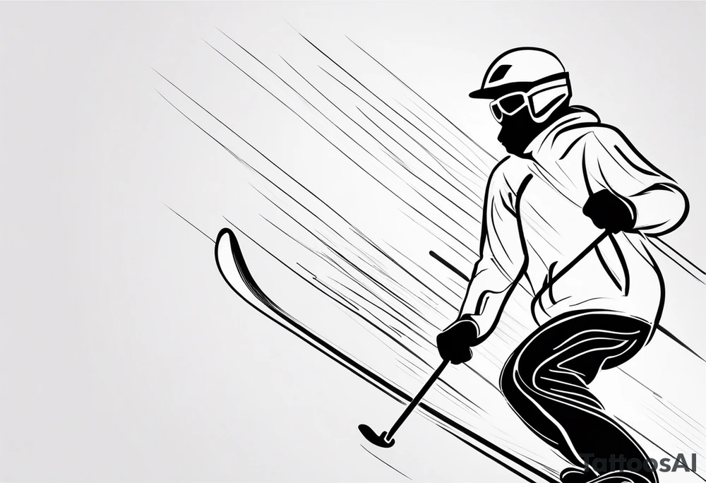 Skier in motion, single line tattoo idea
