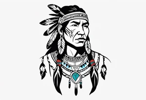 Native American with Bow tattoo idea