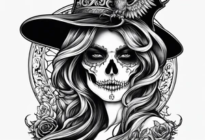lady skeleton grim reaper devil tattoo idea
