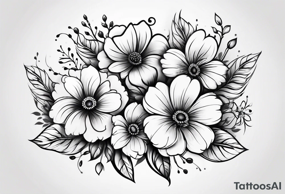 Paw print of flowers tattoo idea