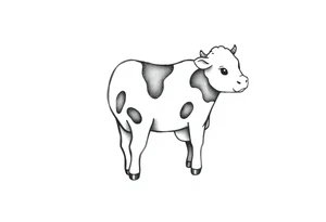 small cute black and white patched baby cow tattoo idea