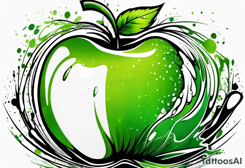 Dripping green apple tattoo idea