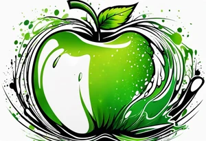 Dripping green apple tattoo idea