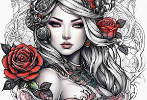 Blend roses and circuitry arm tattoo tattoo idea