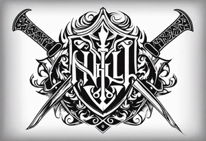 Valhalla shield sword axe fire tattoo idea