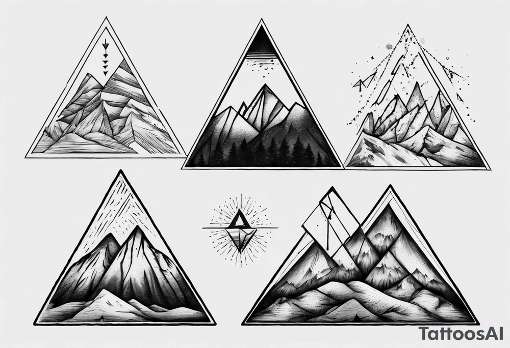 Four peak triangle mountains all connected tattoo idea