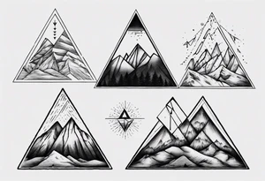 Four peak triangle mountains all connected tattoo idea