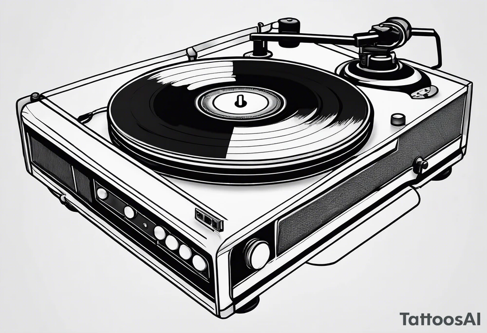 A recordplayer fineline minimalistic outline tattoo idea