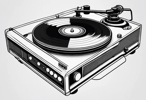 A recordplayer fineline minimalistic outline tattoo idea