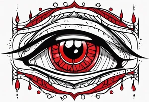 Bleeding tear overdraining to down from  one red symmetrical 
 eye tattoo design tattoo idea