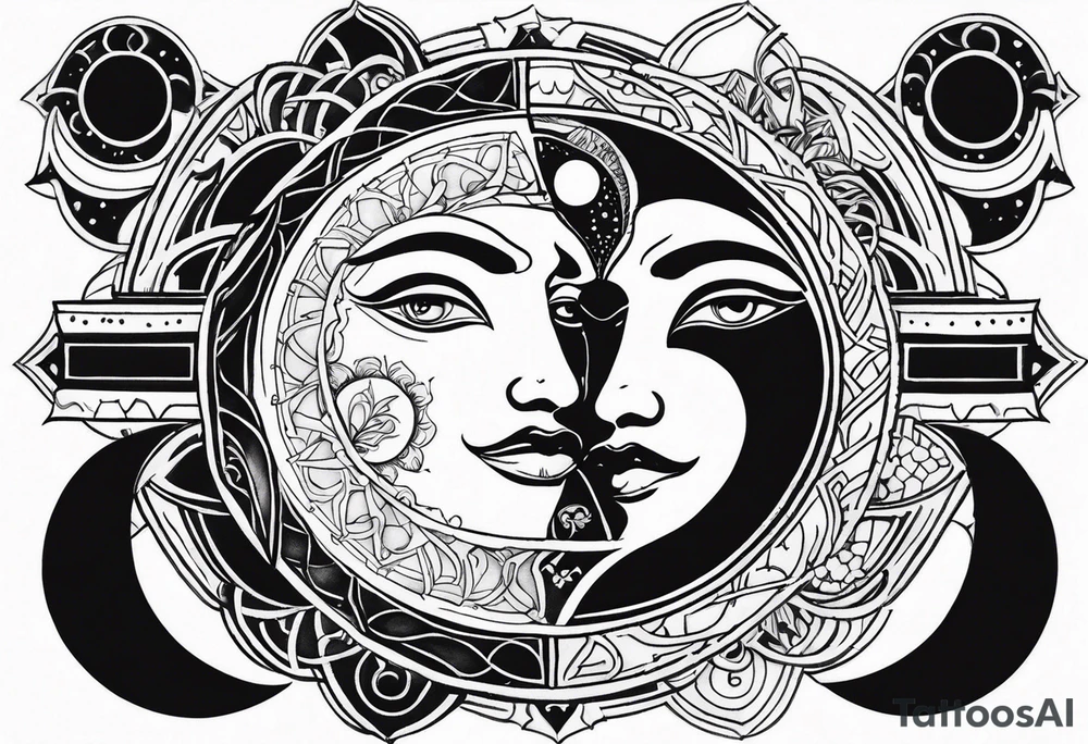 Sun and moon intertwined. tattoo idea