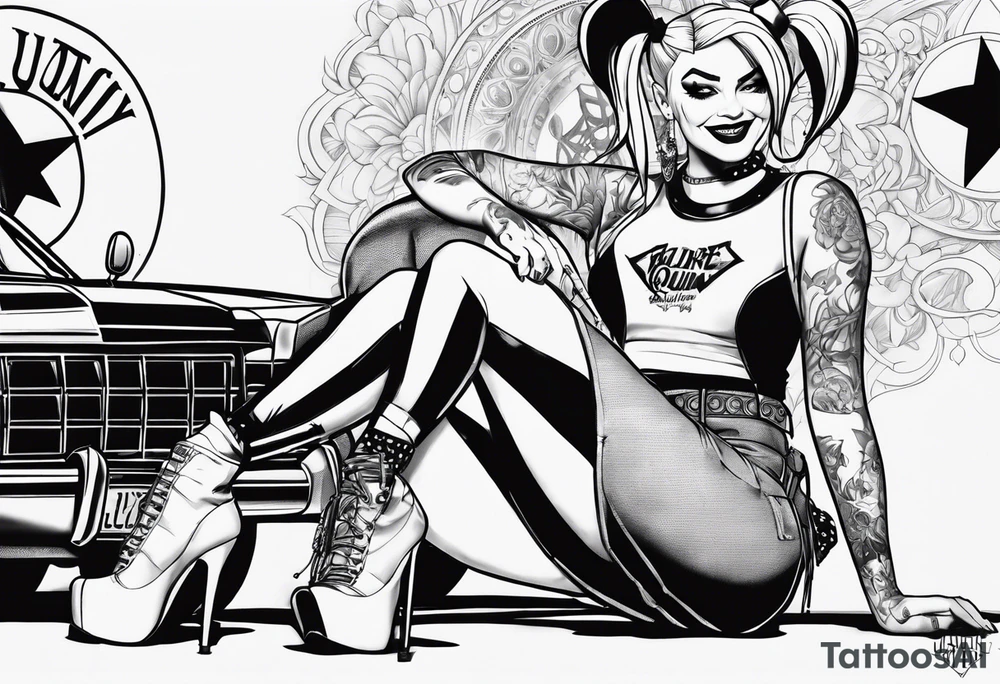 Harley Quinn sitting tattoo idea