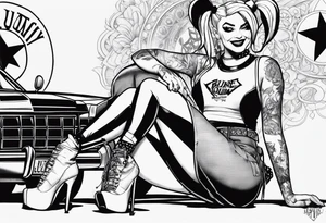 Harley Quinn sitting tattoo idea