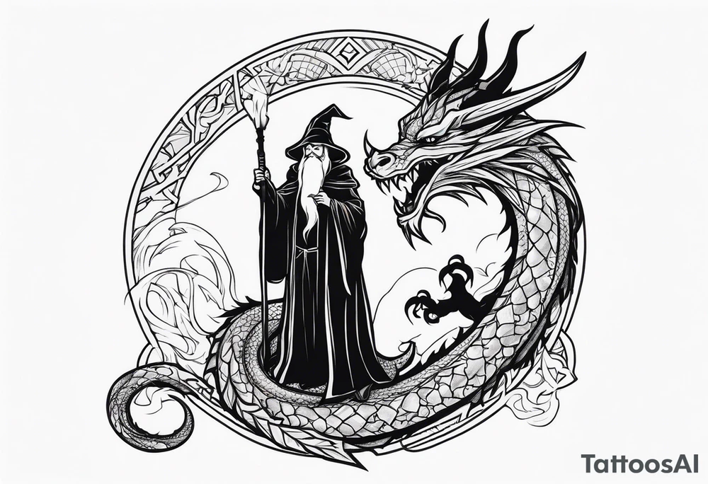 wizard with a dragon tattoo idea