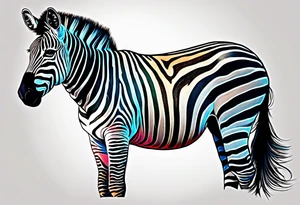 Portrait of a zebra wearing regal clothing, vintage looking, but its main is coloured brightly the same as autism awareness tattoo idea