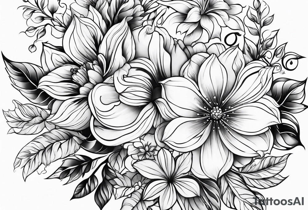 ornaments of flowers tattoo idea