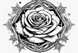 Tesseract with a rose and stars tattoo idea