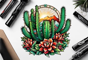 Beer bro style cactus tattoo idea