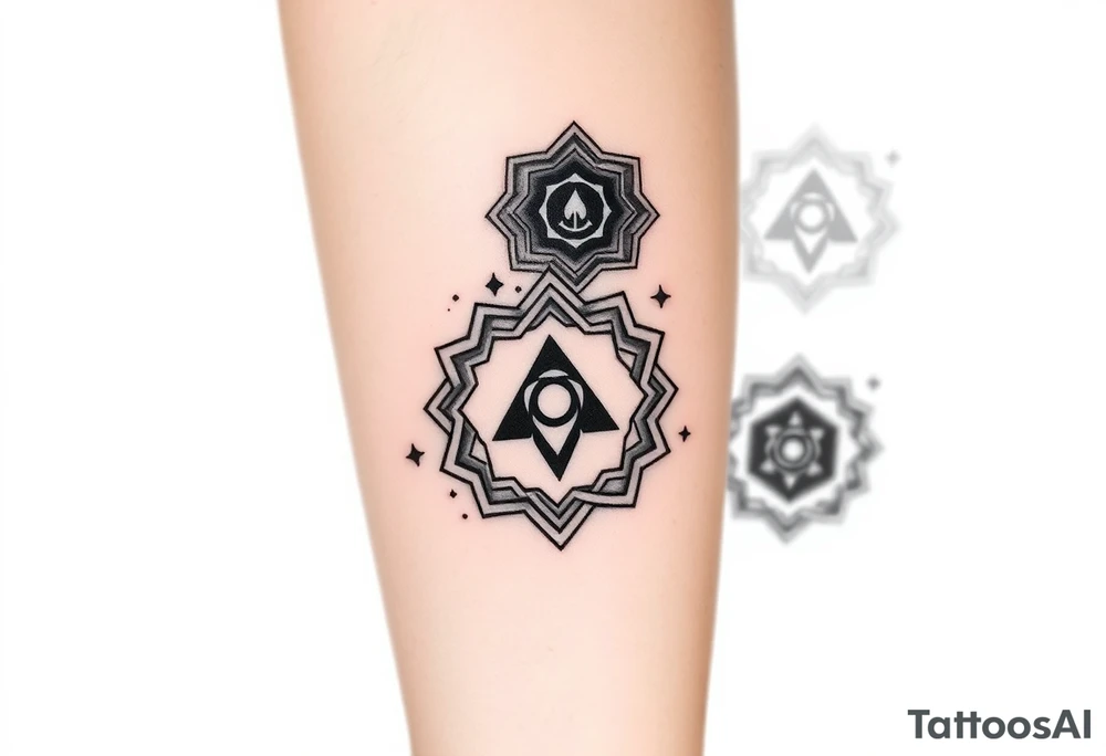Good karma symbols inside honey combs repeated tattoo idea