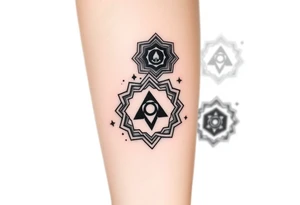 Good karma symbols inside honey combs repeated tattoo idea