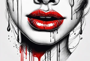 red lips dripping wet tattoo idea
