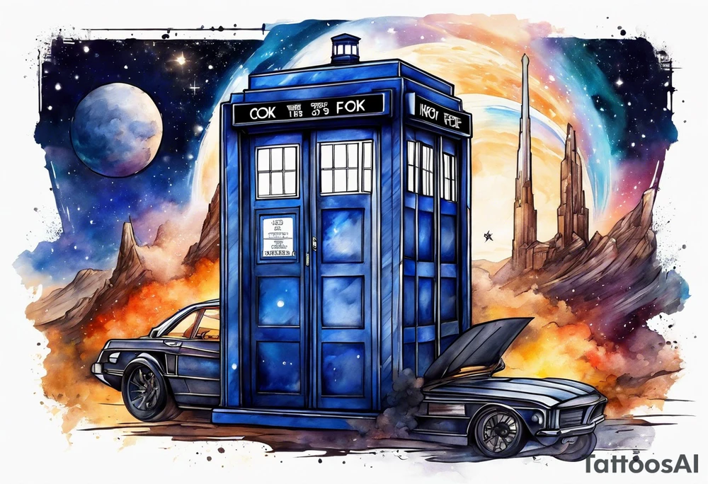 Star fighters and tardis tattoo idea