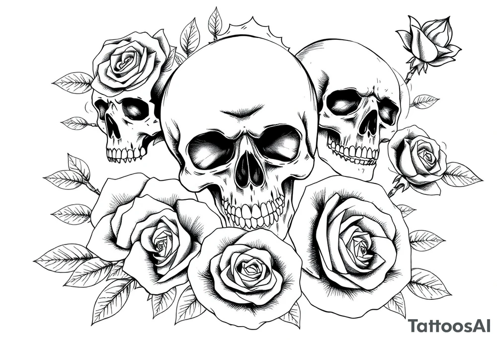 Skulls roses and cartoons tattoo idea