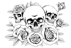 Skulls roses and cartoons tattoo idea