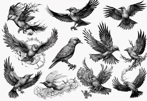 higly detailed bird breaking free tattoo idea
