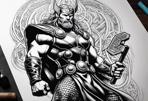 Thor mit Hammer in der Hand tattoo idea