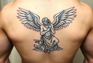 God hermes kneeling with wings wrapped around him tattoo idea tattoo idea tattoo idea