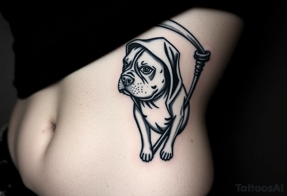 A pit bull dog as the grim reaper tattoo idea