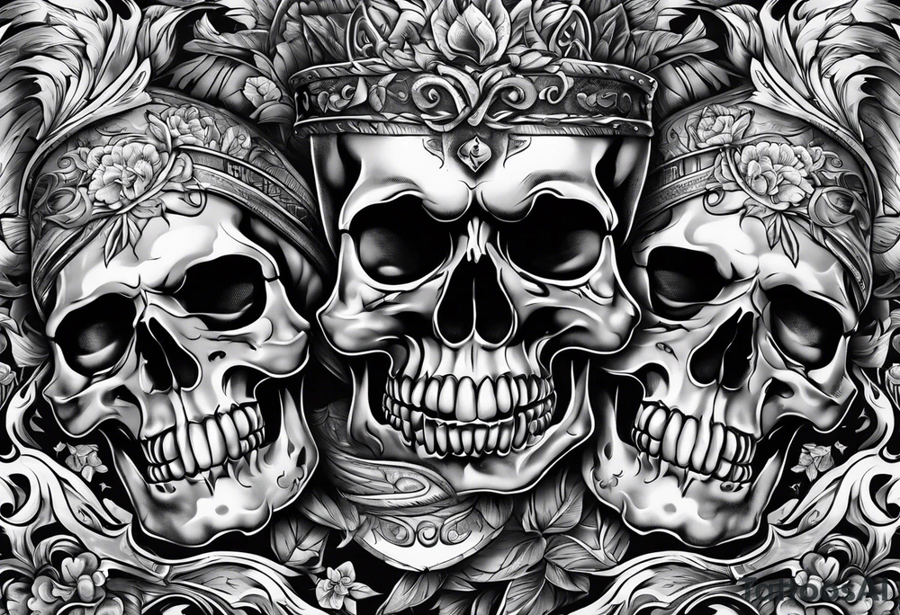 Money smoking flamin skulls Savage lettering tattoo idea