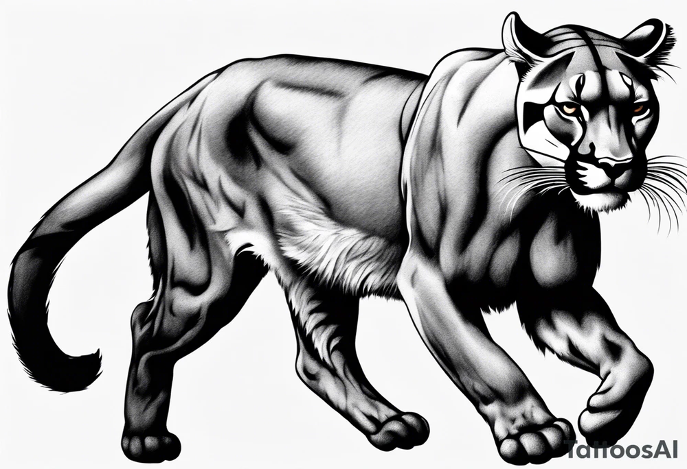 A black vicious pumas walking, but looking to the side tattoo idea A black vicious pumas walking, but looking to the side tattoo idea