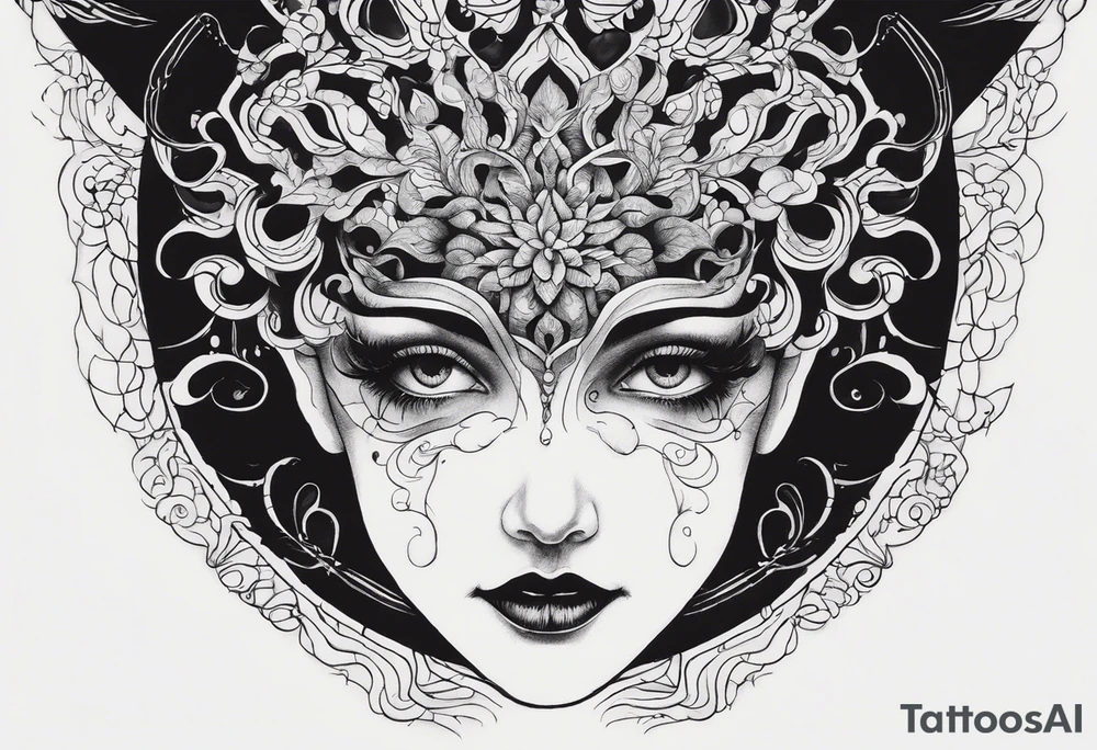 Unsettling depiction of a mind with bipolar. I want it super creepy tattoo idea