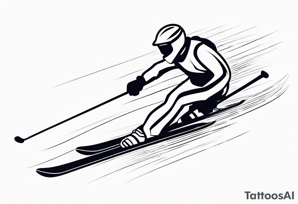 Skier in motion, single line tattoo idea