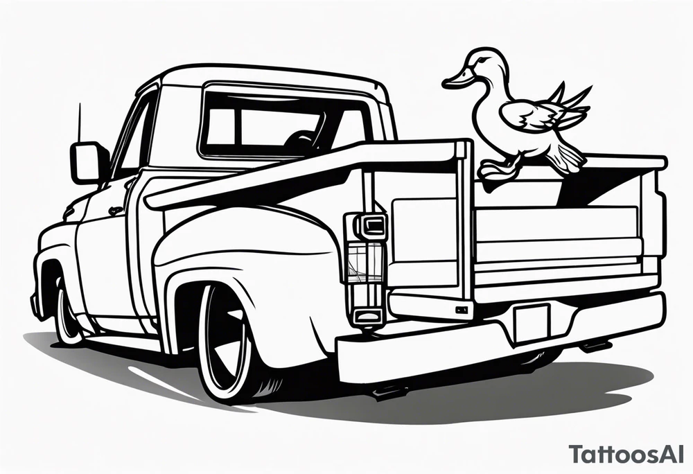 Duck driving a Silverado tattoo idea