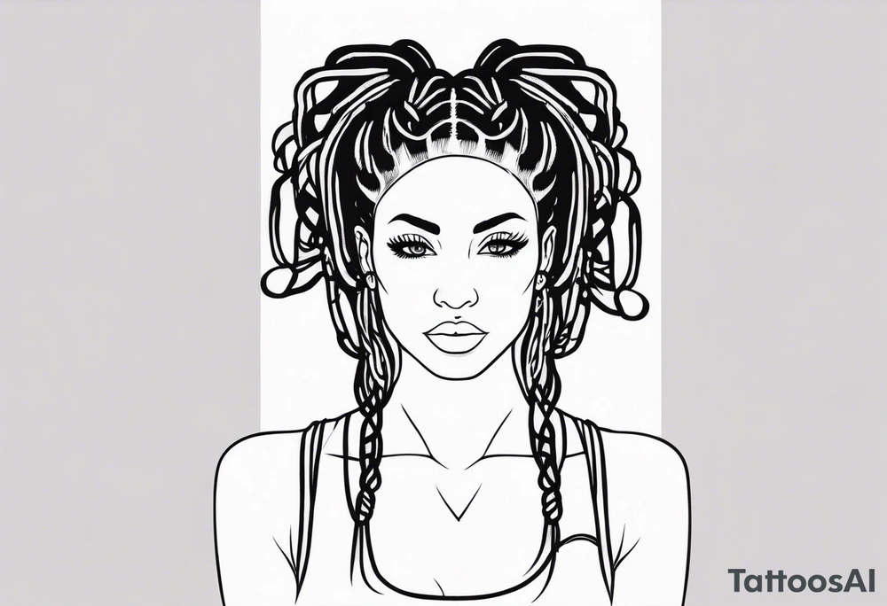 Gym girl silhouette with locs tattoo idea