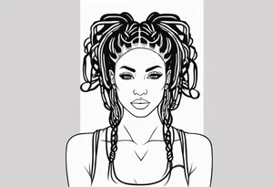 Gym girl silhouette with locs tattoo idea