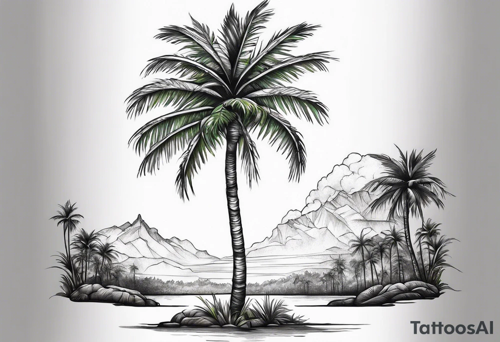 tall solitary royal palm tree tattoo idea