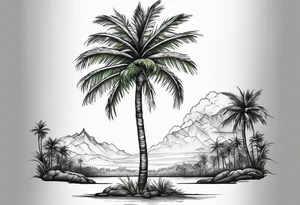 tall solitary royal palm tree tattoo idea