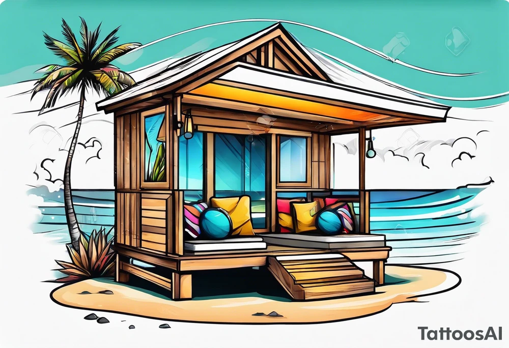 cabana on a beach tattoo idea