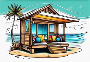 cabana on a beach tattoo idea
