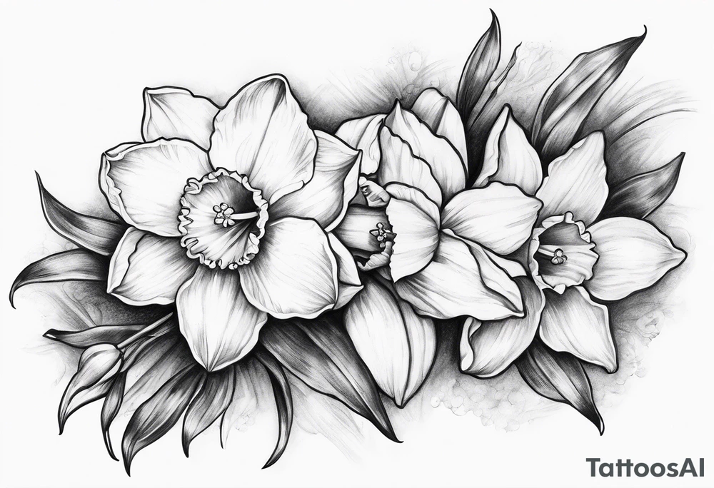 Daffodil birth flower chain tattoo idea