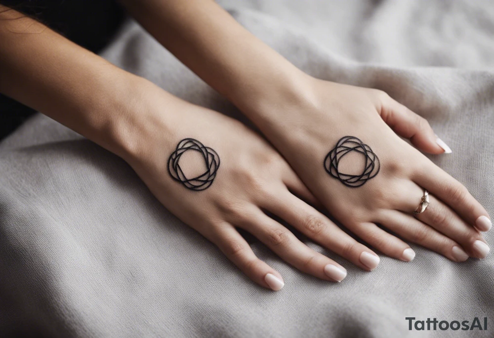 "A minimalist tattoo design symbolizing deep friendship, centered around the name 'Düha.' The design features two intertwined hands, representing trust and support, with a delicate infinity symbol subtly woven into the lines of the hands, indicating eternal friendship. Surrounding the hands, soft abstract elements like flowing lines or watercolor splashes gently frame the name 'Düha' written in elegant script, giving the design a personal and timeless touch. The overall style should evoke warmth, connection, and loyalty." tattoo idea