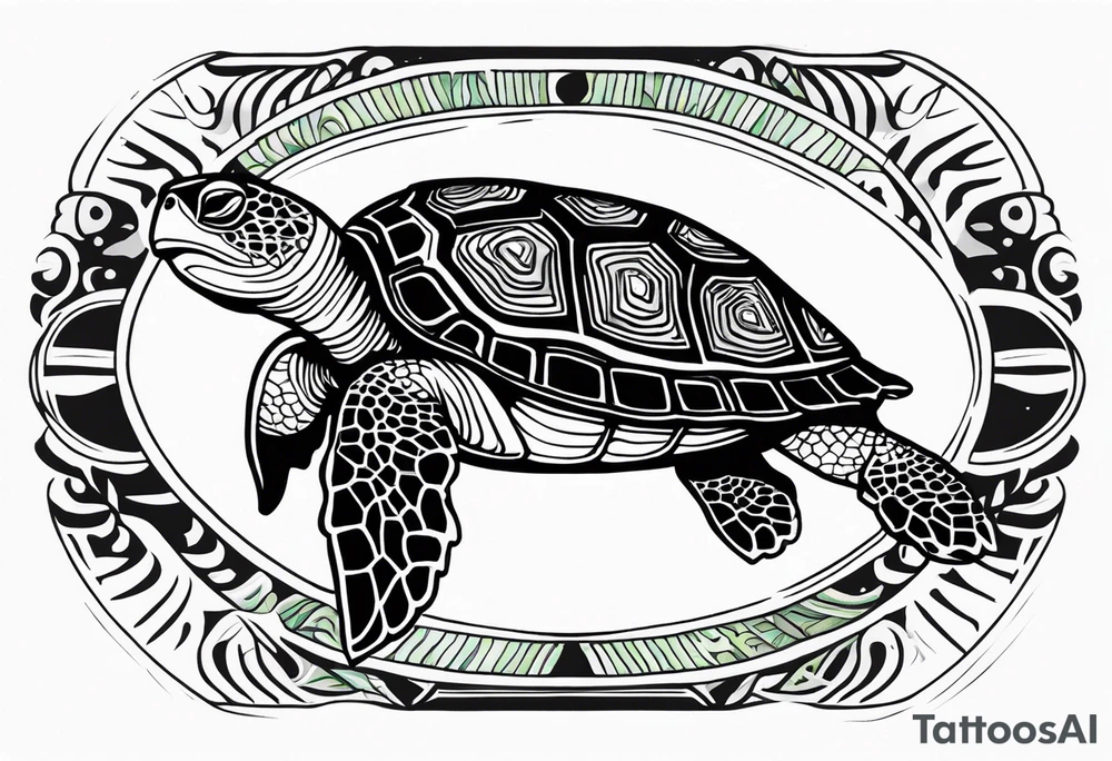 tropical psychedelic turtle's back, top down view, as seen from above tattoo idea