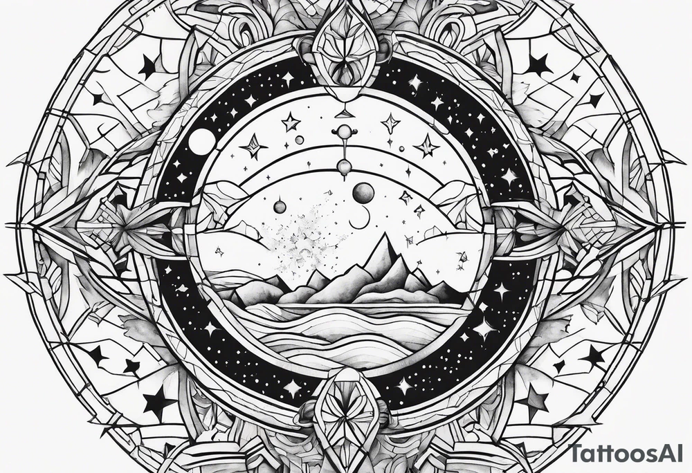 Aquarius geometric constellation calm tattoo idea