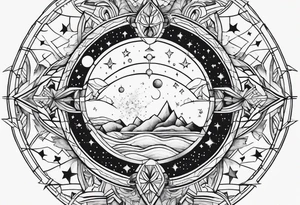Aquarius geometric constellation calm tattoo idea