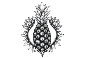Pubic area vagina and anus using a  pineapple with diamonds, magestic, crown, tattoo idea