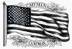 Rustic style american flag intertwined with cayman flag tattoo idea